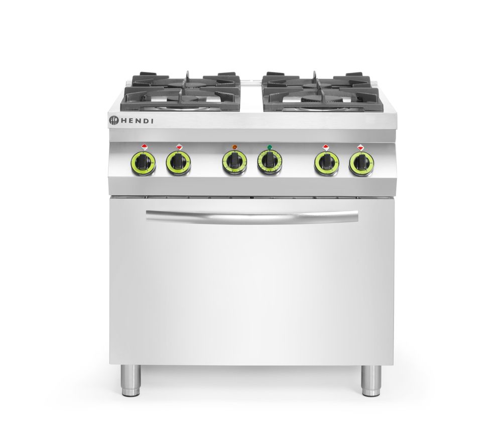 Gasspis med 4 brännare och varmluftsugn GN 1/1, HENDI, Kitchen Line, 230V/3000W, 19kW, 800x722x(H)900mm