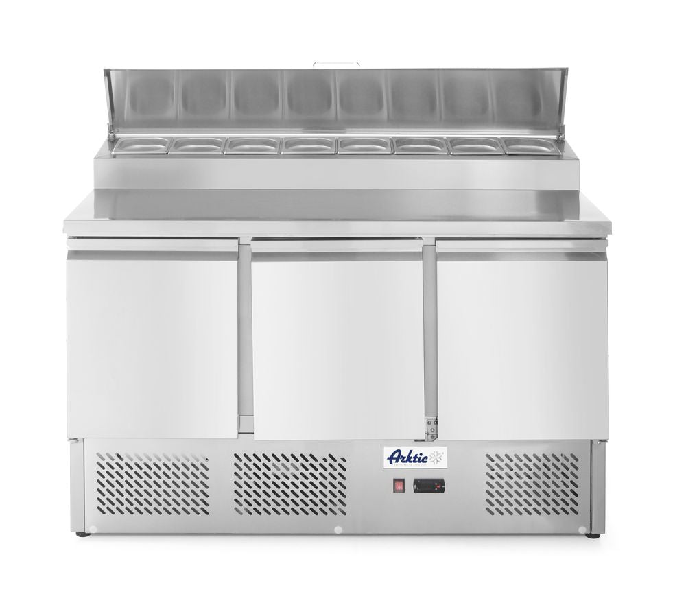 Salladsdisk med tre dörrar och upphöjd GN-display, 380 l, Arktic, 230 V/310 W, 1365 x 702 x (H) 1265 mm