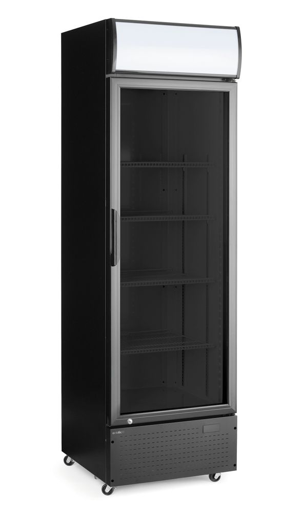 Back bar refrigerator with a backlit panel, single-door, Arktic, 254L, Black, 220-240V/250W, 578x605x(H)1980mm