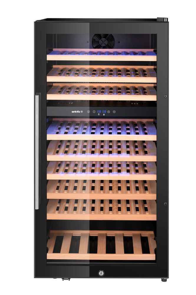 Vinkyl, 2-zoner, 91 flaskor, Arktic, 230L, Svart, 569x595x(H)1215mm