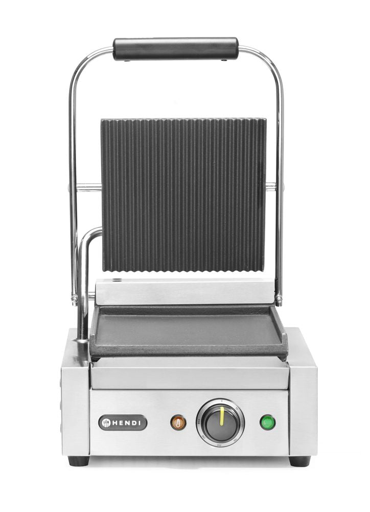 HENDI Klämgrill, Räfflad topp och slät botten, 230V/1800W