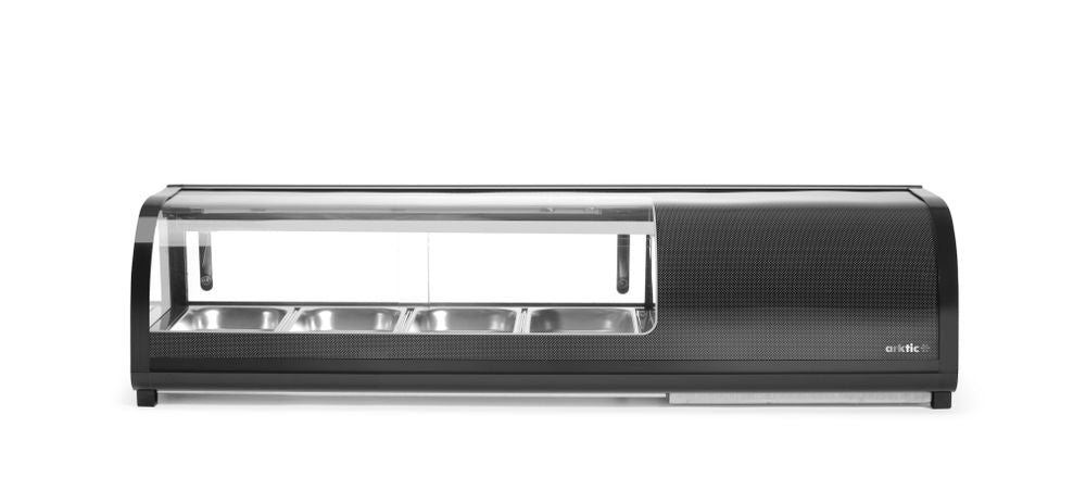 Sushi display, Arktic, Containers included: 4x GN 1/3 (H) 40mm., GN 1/3, Black, 220-240V/190W, 1177x426x(H)296mm