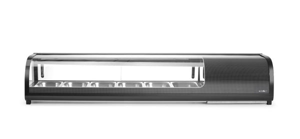 Arktic Sushidisplay, Inkluderade behållare: 6x GN 1/3 (H) 40mm., GN 1/3, Svart, 220-240V/190W, 1529x426x(H)296mm