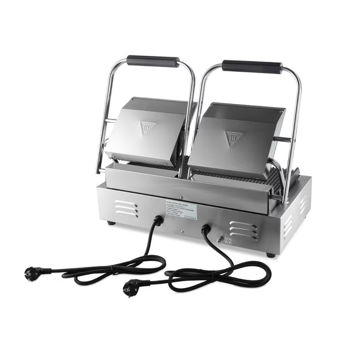 MAXIMA Räfflad Kontaktgrill Dubbel - 2 x 22cm