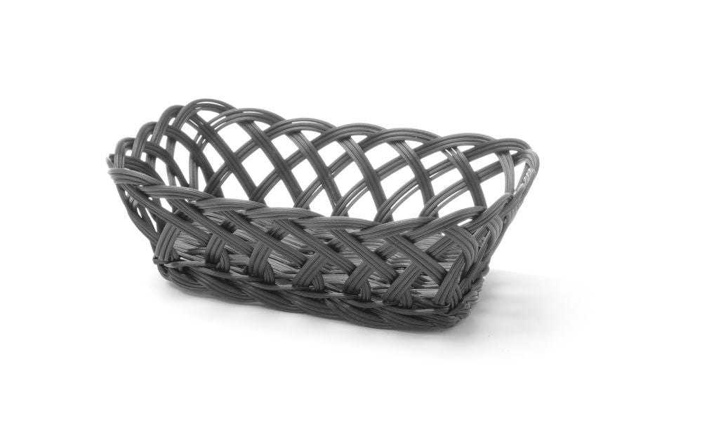 Korgar med flätade sidor, HENDI, rektangulära, svarta, 225x150x(H)65mm