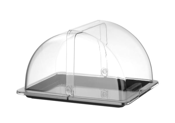 Roll-top display tray