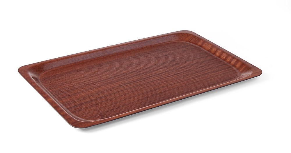 Serving tray, rectangular, non-slip, laminated, AmerBox, Mahogany, 430x610mm