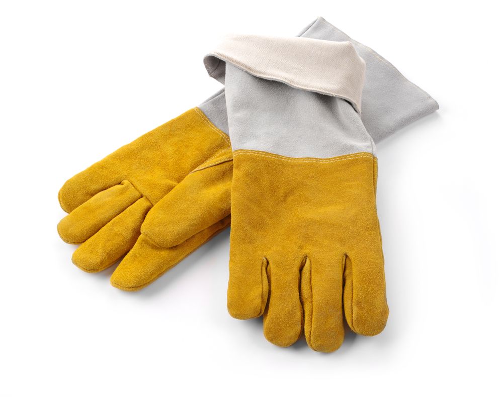 Värmebeständiga grillhandskar i läder - 2 st, HENDI, 2 st., (L)460 mm
