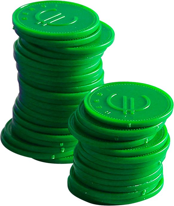 Coin tokens – 100 pcs., BarUp, Green, 100 pcs., ⌀25mm