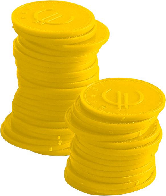 Myntpoletter – 100 st., BarUp, Gul, 100 st., ⌀25mm