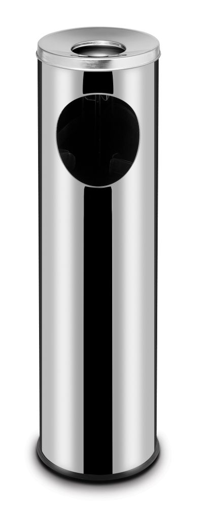 Stående papperskorg med askkopp, HENDI, 15 l, Ø200 x (H) 700 mm