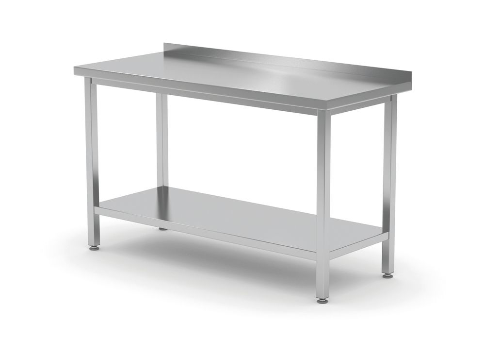 Väggbord med hyllplan – bultad, djup 600 mm, HENDI, Profi Line, 1000x600x(H)850mm