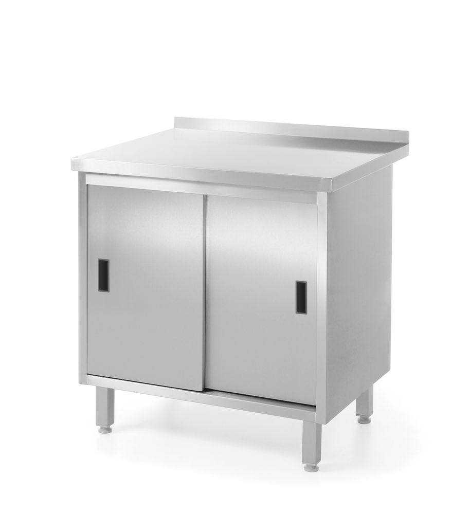 Väggbordsskåp med skjutdörrar – svetsade, HENDI, Profi Line, 800x600x(H)850mm