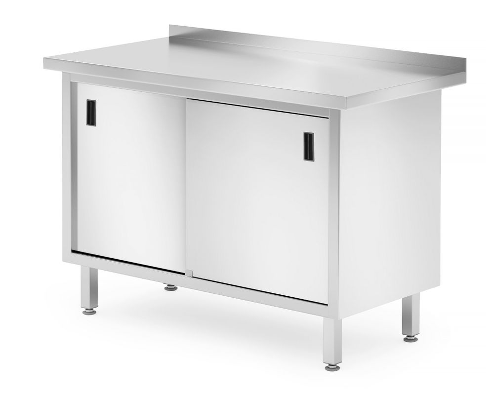 Väggbordsskåp med skjutdörrar – svetsade, HENDI, Profi Line, 1200x600x(H)850mm