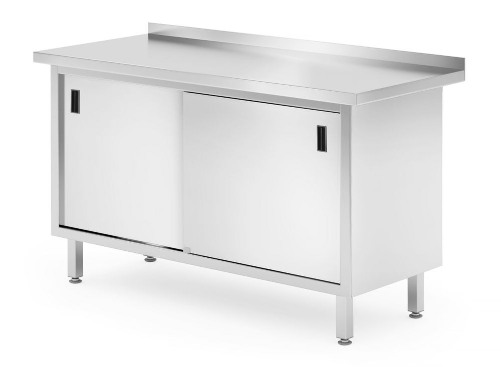 Väggbordsskåp med skjutdörrar – svetsade, HENDI, Profi Line, 1400x600x(H)850mm