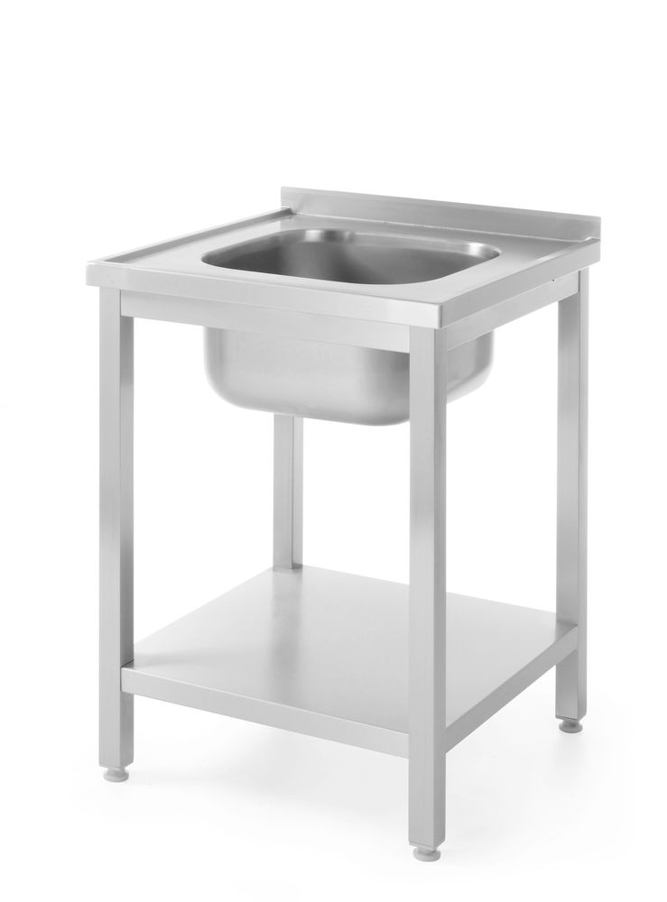 Diskbänk med hyllplan – bultad, djup 600 mm, HENDI, Profi Line, Centrerad, 600x600x(H)850mm