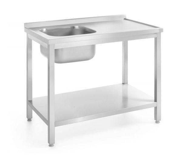 Sink table with shelf – bolted, depth 600 mm
