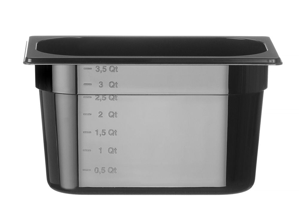 Behållare GN 1/4 svart polykarbonat, HENDI, Profi Line, GN 1/4, 4L, Svart, 265x162x(H)150mm