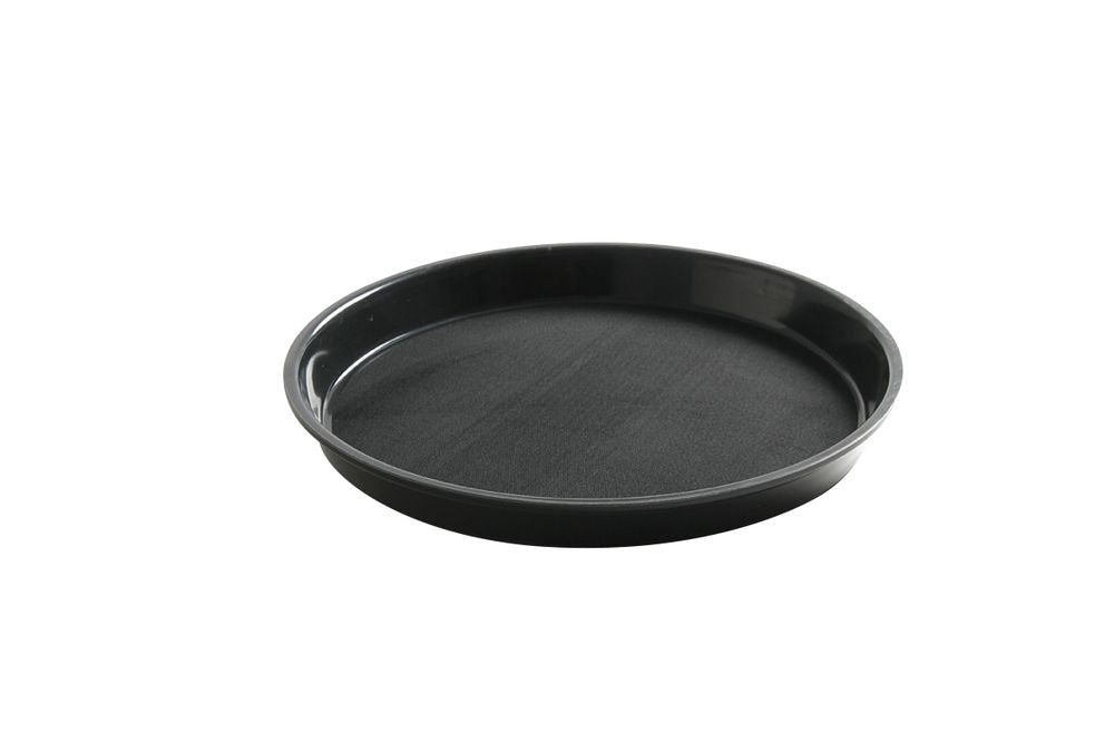 Serveringsbricka, rund, halkfri, hög kant, svart, HENDI, ⌀320x(H)37mm