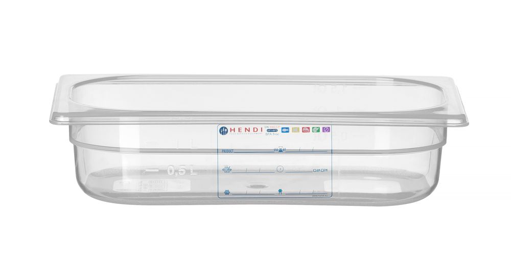 Behållare GN 1/4 HACCP, HENDI, GN 1/4, 1,8L, Transparent, 265x162x(H)65mm