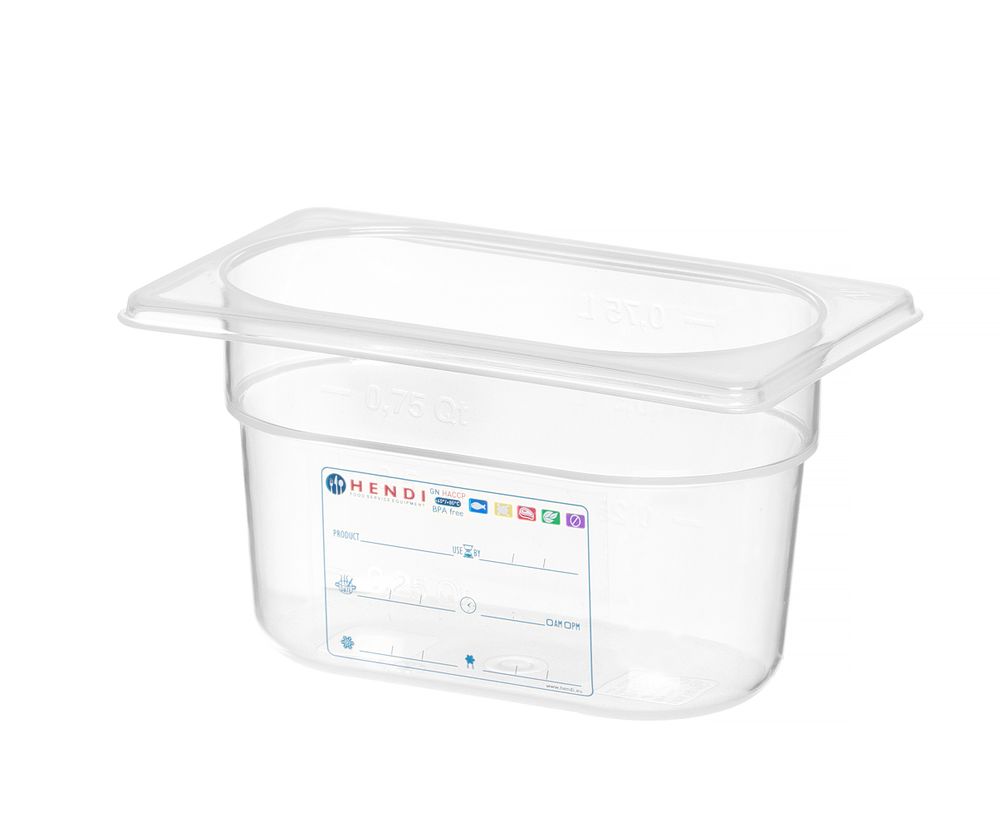 Behållare GN 1/9 HACCP, HENDI, GN 1/9, 0,9L, Transparent, 176x108x(H)100mm