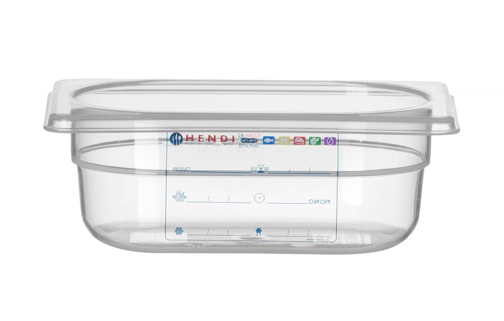 Behållare GN 1/9 HACCP, HENDI, GN 1/9, 0,6L, Transparent, 176x108x(H)65mm