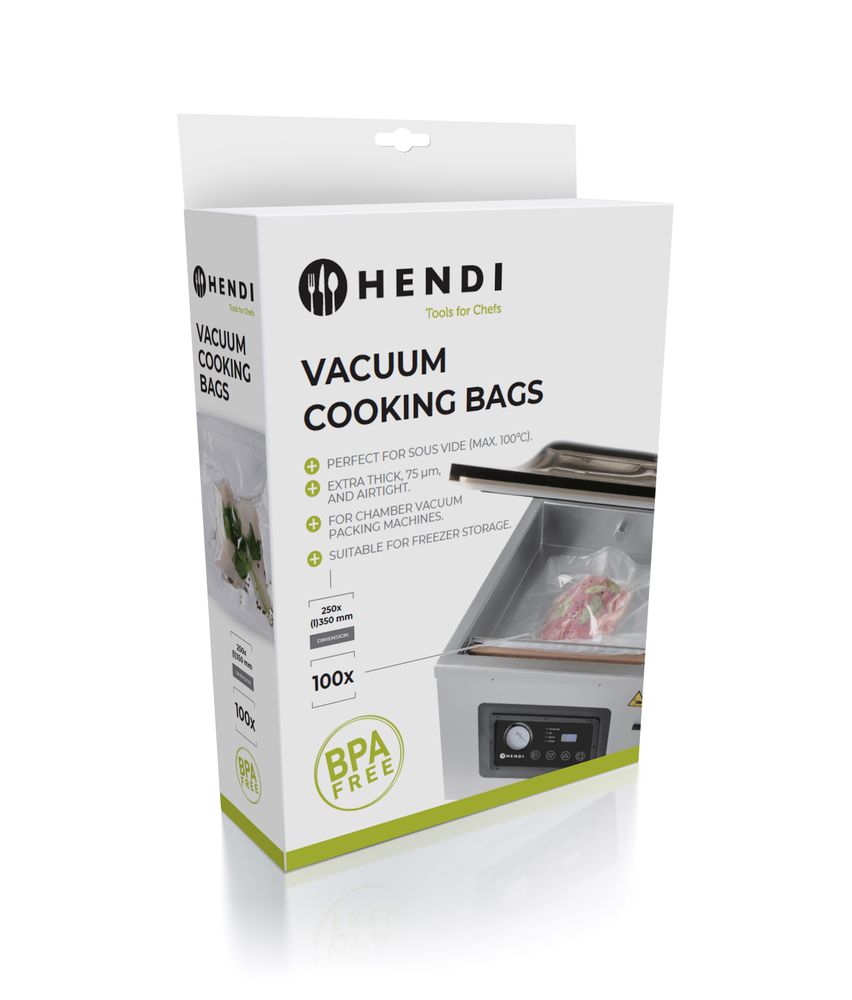 Sous-vide-påsar för vakuumförpackningsmaskiner, HENDI, 100 st., 350x250mm
