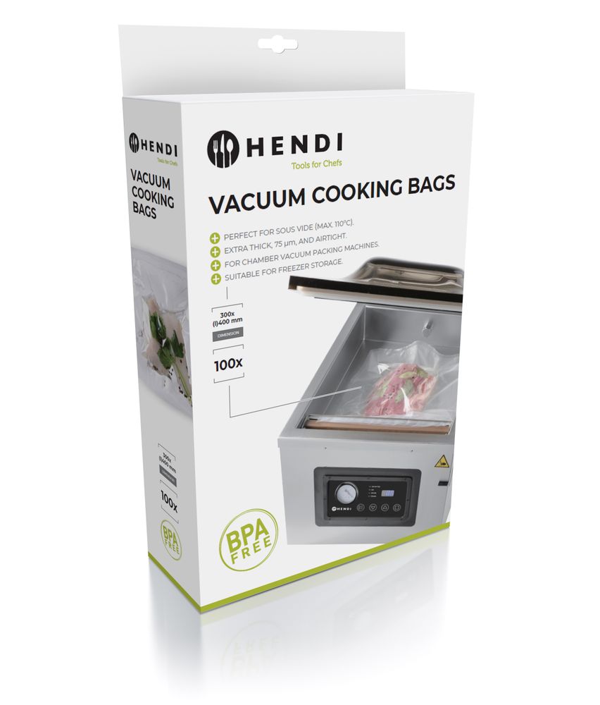 Sous-vide-påsar för vakuumförpackningsmaskiner, HENDI, 100 st., 400x300mm