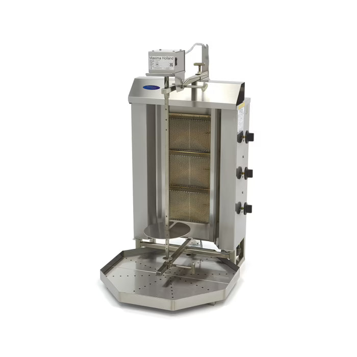 Kebabgrill Gas - 3 brännare - 30 kg kött MAXIMA