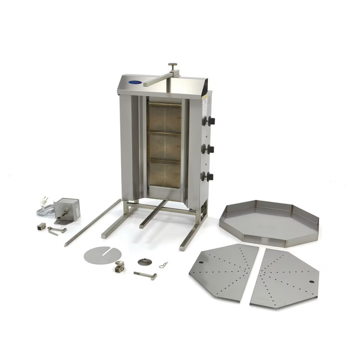 Kebabgrill Gas - 3 brännare - 30 kg kött MAXIMA