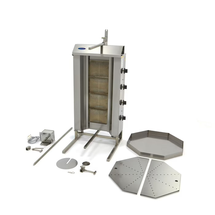Kebabgrill Gas - 4 brännare - 50 kg kött MAXIMA
