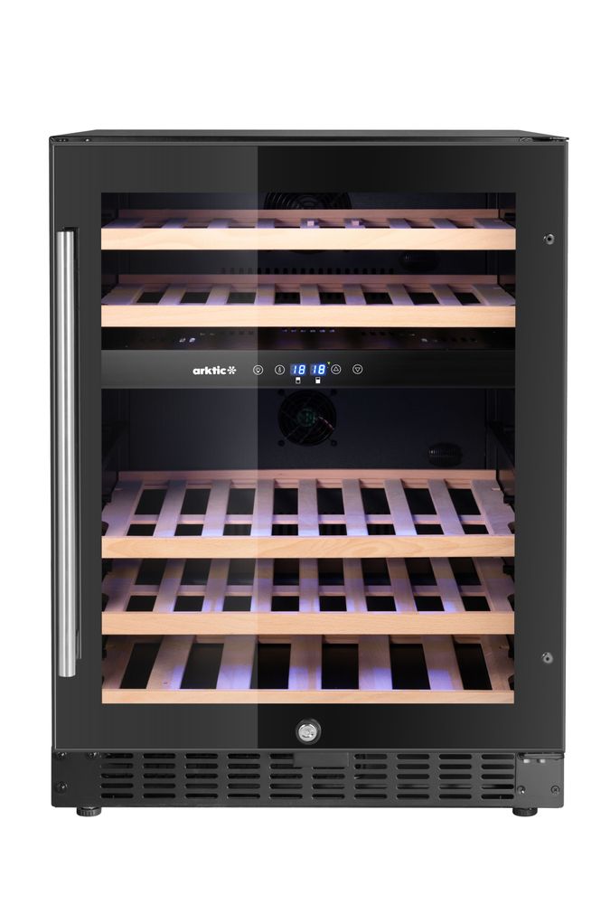 Wine cooler, 2-zone, 46 bottles, Arktic, Black, 570x595x(H)820mm