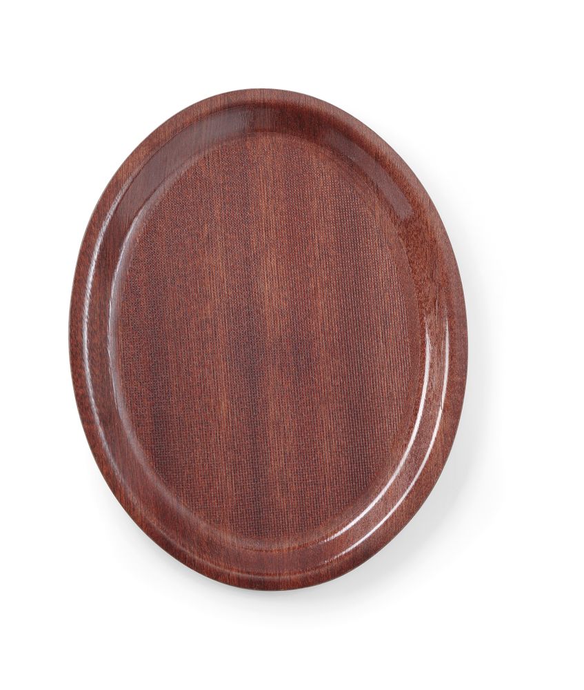 AmerBox Serveringsbricka, oval, halkfri, laminerad, mahogny, 200x265mm