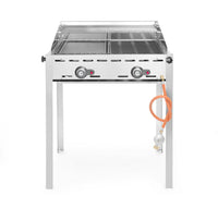 Hendi Green Fire med 2 brännare, Profi Line, Emaljerad gjutjärns Gastronorm 1/1 stekpanna och galler, 11,6 kW, 740x615x(H)825 mm