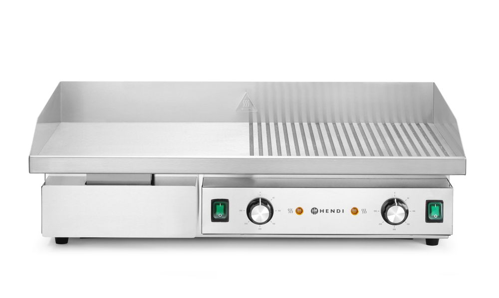 Stekpanna, halvt platt, halvt räfflad, HENDI, Budget Line, 400V/4400W, 720x460x(H)241mm