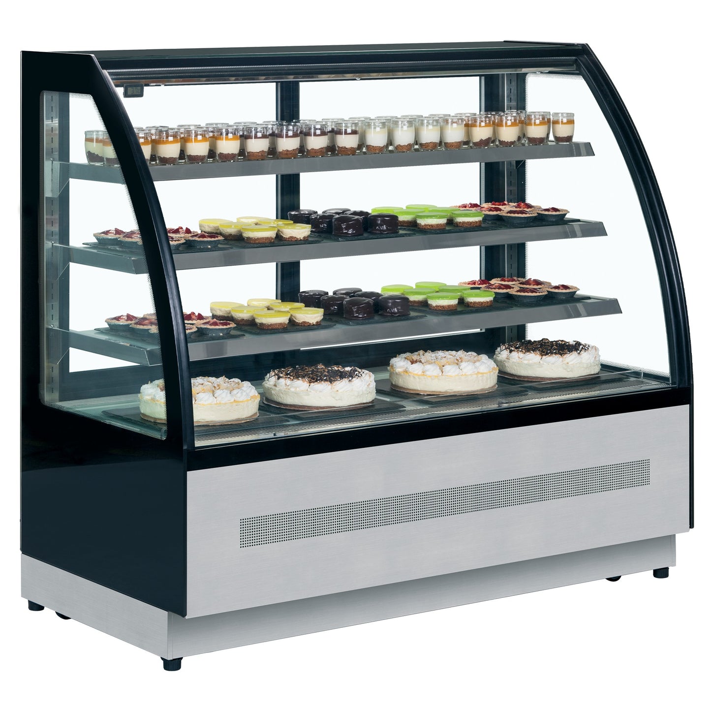 LPD1500C/BLACK - Kylda displaykylbänkar - Kyld displaydisk med front och lock i välvt glas