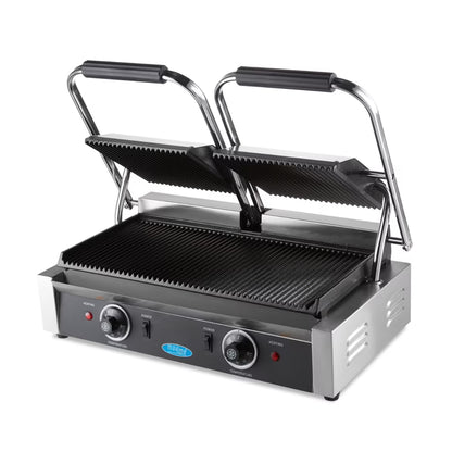 MAXIMA Räfflad Kontaktgrill Dubbel - 2 x 22cm