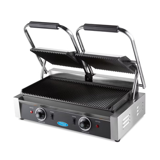 MAXIMA Räfflad Kontaktgrill Dubbel - 2 x 22cm