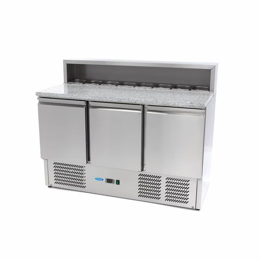 MAXIMA Pizzabänk med 3 dörrar 136,5cm - 400L