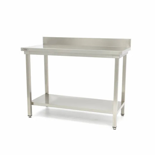 MAXIMA Bord i rostfritt stål med bakstycke - 200 x 60 cm