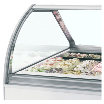 MILLENNIUM LX12 - Ventilerad display för kulglass - Professionell ventilerad displayfrys för skopglass med välvt glas
