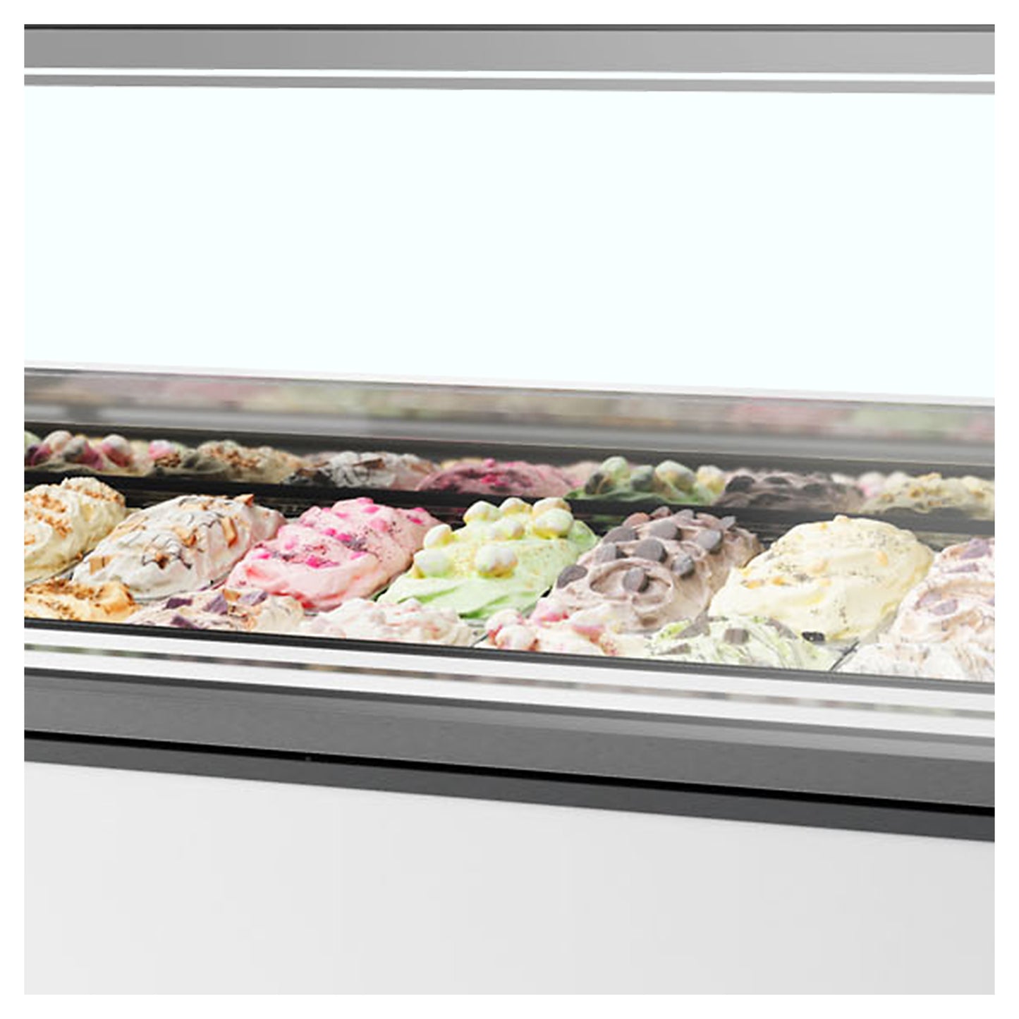 MILLENNIUM ST20 - Ventilerad display för kulglass - Professionell ventilerad displayfrys för 20 skopglassar med platt glas