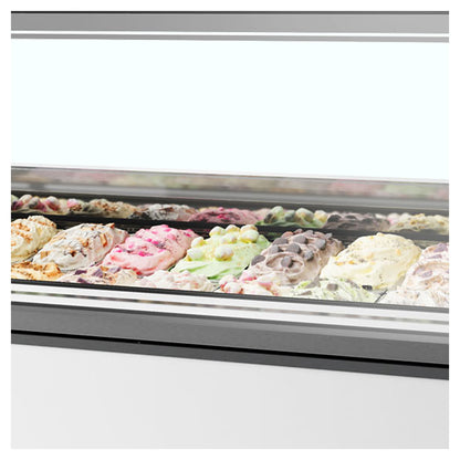 MILLENNIUM ST20 - Ventilerad display för kulglass - Professionell ventilerad displayfrys för 20 skopglassar med platt glas