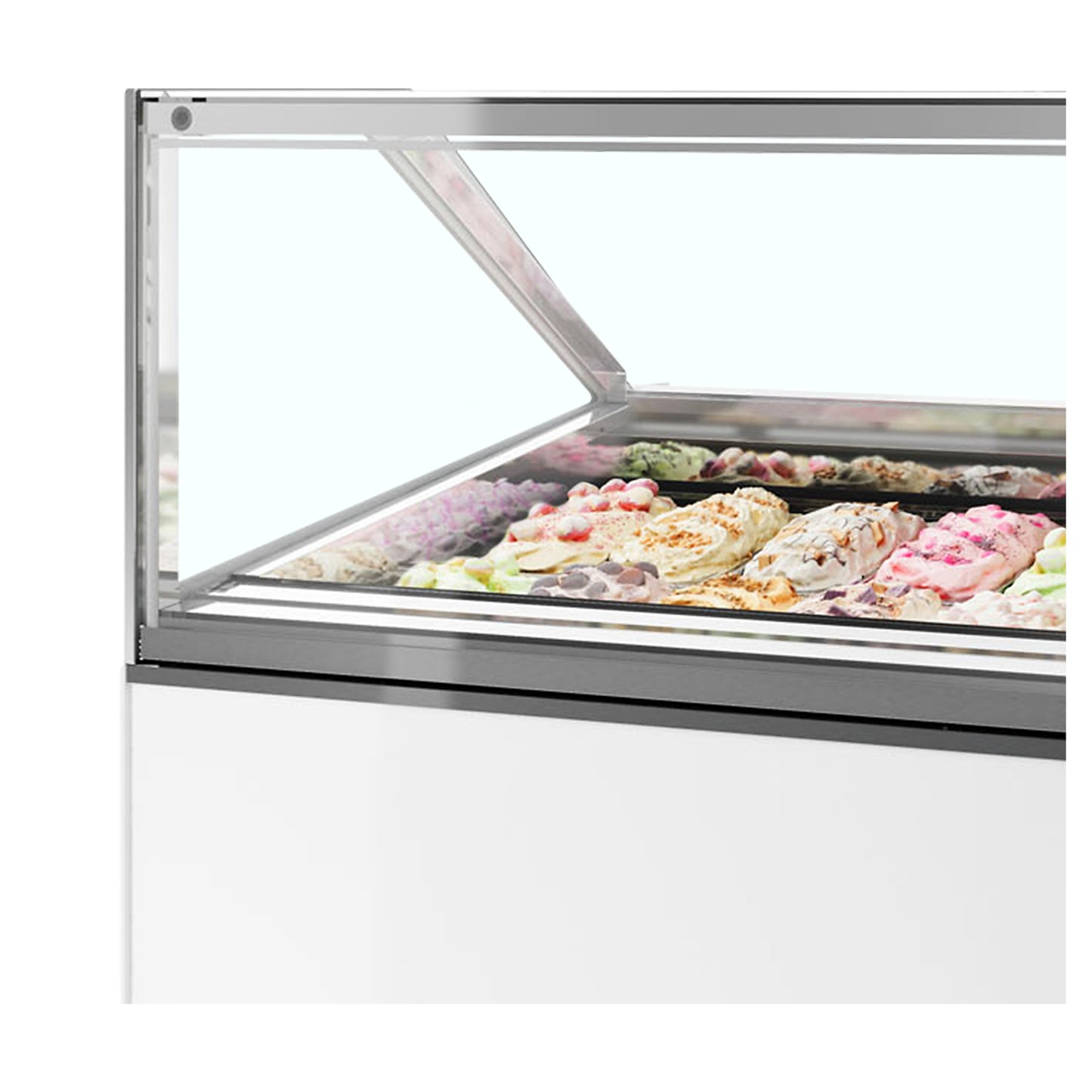 MILLENNIUM ST20 - Ventilerad display för kulglass - Professionell ventilerad displayfrys för 20 skopglassar med platt glas