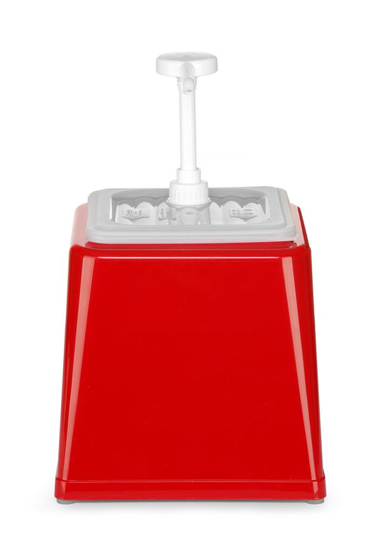 Såsdispenser med pump, HENDI, 2,5L, Röd, 230x210x(H)327mm