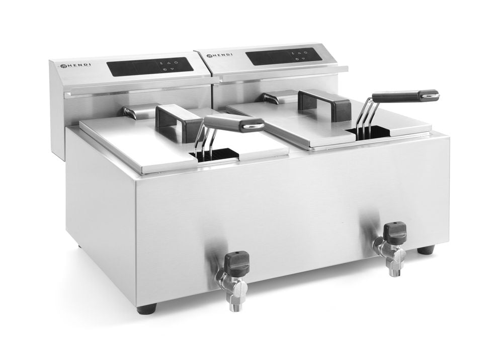 Hendi Fritös med avtappningskran digital, Profi Line, 2 x 8 l, 230V/7000W