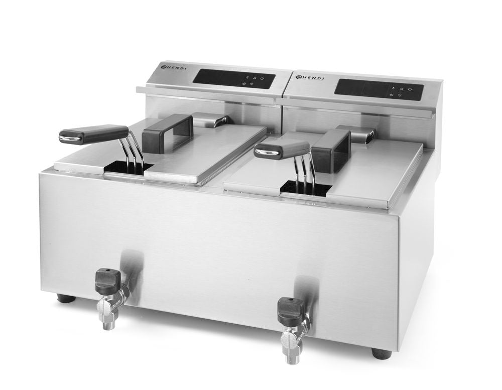 Hendi Fritös med avtappningskran digital, Profi Line, 2 x 8 l, 230V/7000W