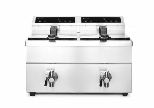 HENDI Induktionsfritös med avtappningskran, 2 x 8 l, Profi Line, 230V/7000W