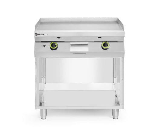 Gasgrillhäll, slät, på ett skåp med 3 sidor, HENDI, Kitchen Line, 2 värmezoner, vardera med 3 brännare, total effekt: 10 kW, 10 kW, 800x700x(H)900mm
