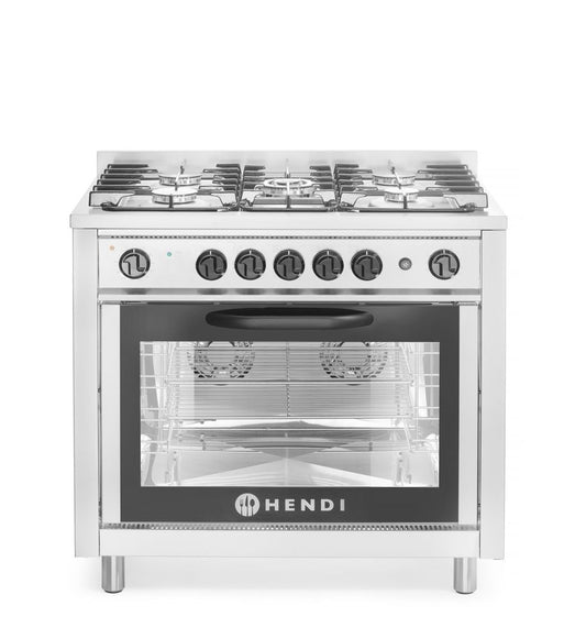 HENDI Gasspis - 5 brännare med elektrisk ugn, Kitchen Line, 230V/2900W, 14,3kW